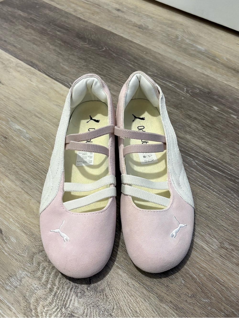 Puma Pink and Cream Women's Ballet Flats with Cross Straps